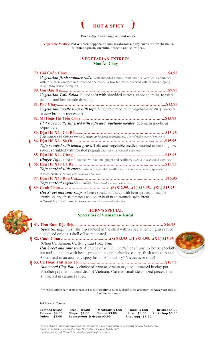Pho Horn's Menu - Image 1